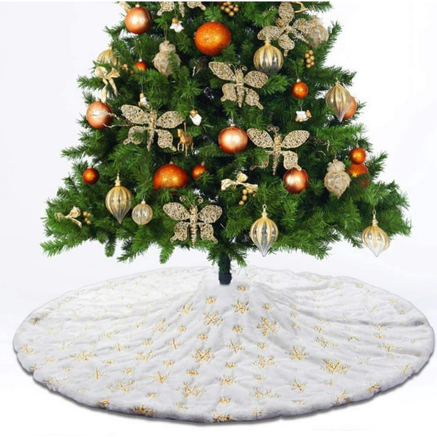 Christmas Tree Skirt 36 Inch Snowy White Thick Faux Fur White Tree Skirts Snowy /& Thick for Xmas Year Party Holiday Home Decorations